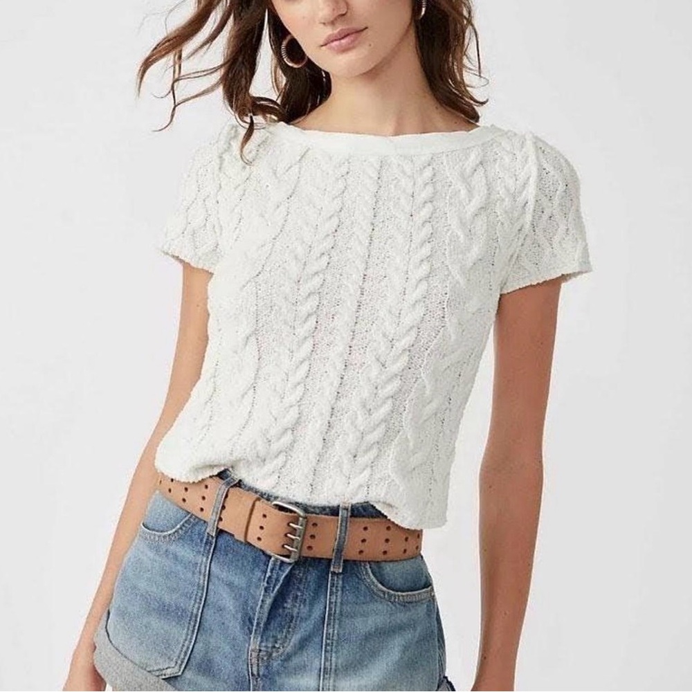 Free People Baby Cable Tee Ivory